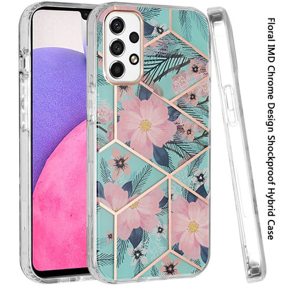For Samsung Galaxy A33 5G Fashion Floral IMD Design Flower Pattern Hybrid Protective Hard PC Rubber TPU Slim Hard Back  Phone Case Cover