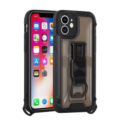 For Apple iPhone 11 Heavy Duty Military Grade Rugged Hybrid with Magnetic Kickstand, Carabiner, Bottle Beer Opener  Phone Case Cover