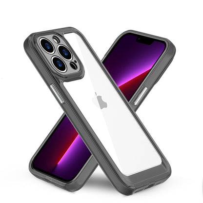 For Apple iPhone 14 Pro (6.1") Thin Transparent Hybrid Silicone Rubber TPU and Hard PC Shockproof Tone Frame Bumper  Phone Case Cover