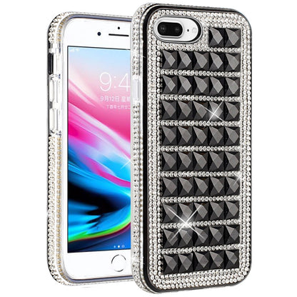For Boost Mobile Celero 5G Fashion Luxury 3D Bling Diamonds Rhinestone Jeweled Shiny Crystal Hybrid TPU + PC Bumper Hard Black Phone Case Cover