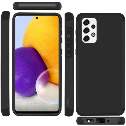 For Samsung Galaxy A73 5G Slim Corner Protection Shock Absorption Hybrid Dual Layer Hard TPU Rubber Armor Defender Black Phone Case Cover