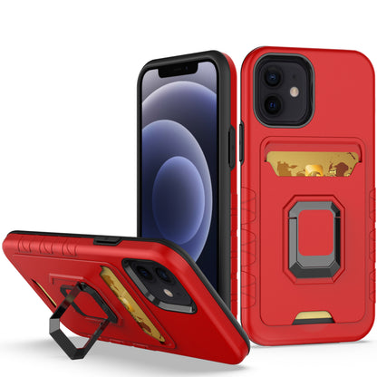 For Apple iPhone 14 Pro (6.1") Wallet Designed Credit Card Holder & Magnetic Stand Kickstand Ring Heavy Duty Hybrid  Phone Case Cover
