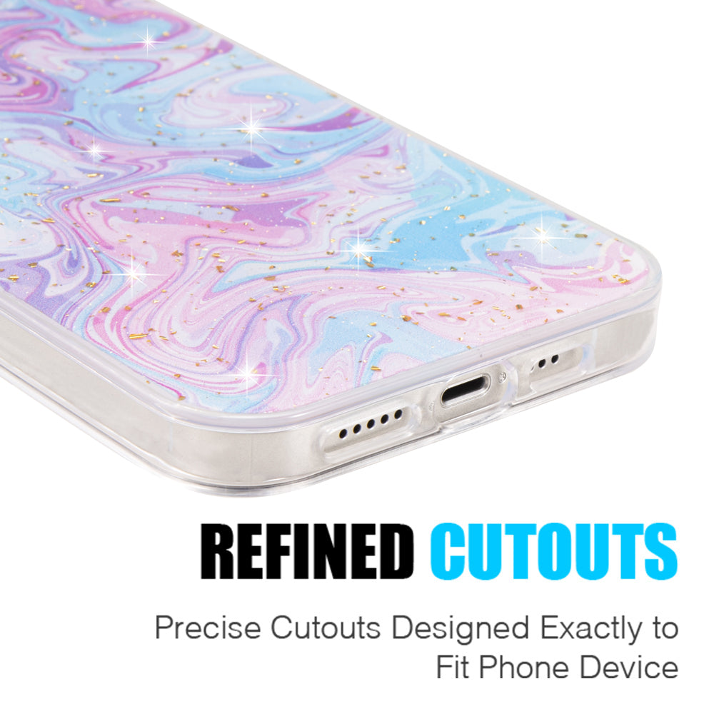 For Apple iPhone 14 /Plus Pro Max Fashion Marble Galaxy Design Pattern Bling Sparkle Hybrid Shockproof Rubber  Phone Case Cover