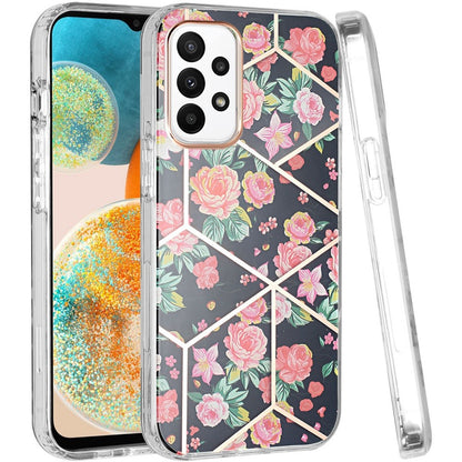 For Samsung Galaxy A23 5G Fashion Floral IMD Design Flower Pattern Hybrid Protective Hard Rubber TPU Slim Back  Phone Case Cover