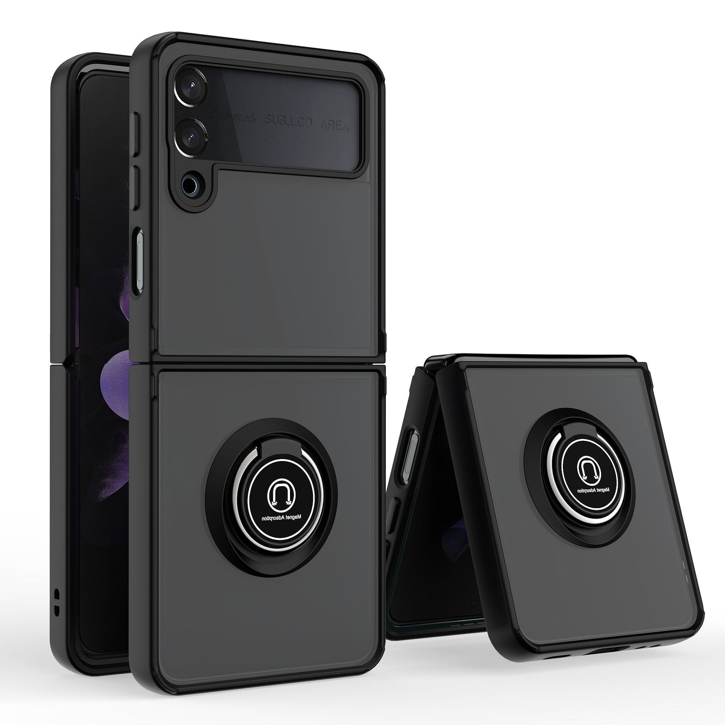 For Samsung Galaxy Z Fold 4 Hybrid Protective PC & TPU Shockproof with 360° Rotation Ring Kickstand Magnetic Metal Stand  Phone Case Cover