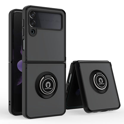For Samsung Galaxy Z Fold 4 Hybrid Protective PC & TPU Shockproof with 360° Rotation Ring Kickstand Magnetic Metal Stand  Phone Case Cover
