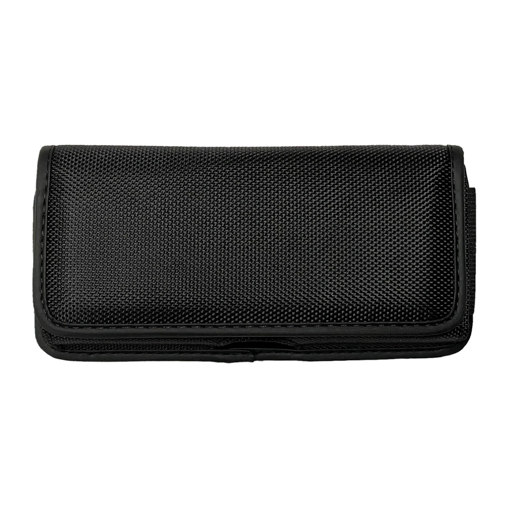 Universal Cell Phone Holster with Belt Clip Loops & Card Slot Canvas Horizontal Pouch Waist Carrying Case Fit Samsung Galaxy S22 Ultra & Most Phone XXL [6.93 x 3.43 x 0.6 in] Universal Canvas Pouch [Black]