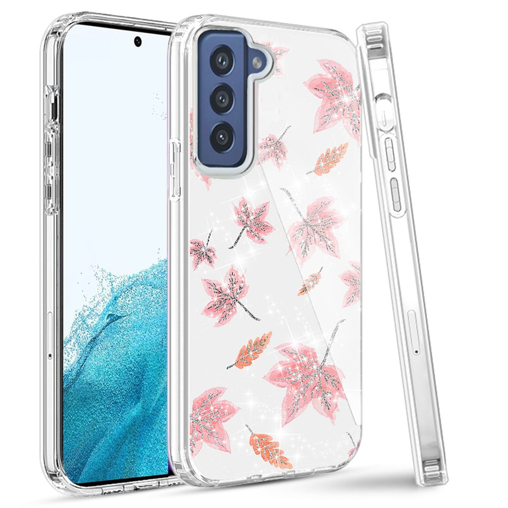 For Samsung Galaxy S22+ Plus Beautiful Laser Clear Bling Glitter Design Pattern Hybrid Gummy Hard PC and TPU Shockproof  Phone Case Cover
