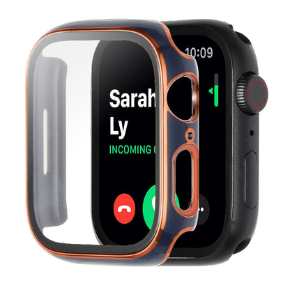 For Apple Watch Series 7/6/SE/5/4/3/2/1 Full Coverage Frame Bumper Chromed with Tempered Glass Screen Protector Hard Cover