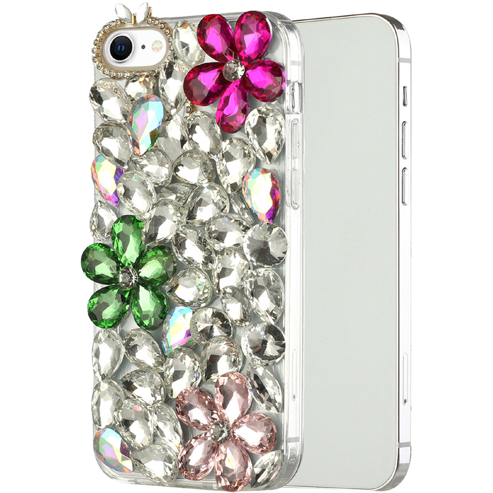 For Apple iPhone 8 Plus/7 Plus/6 6S Plus Bling Clear Crystal 3D Full Diamonds Luxury Sparkle Rhinestone Hybrid  Phone Case Cover