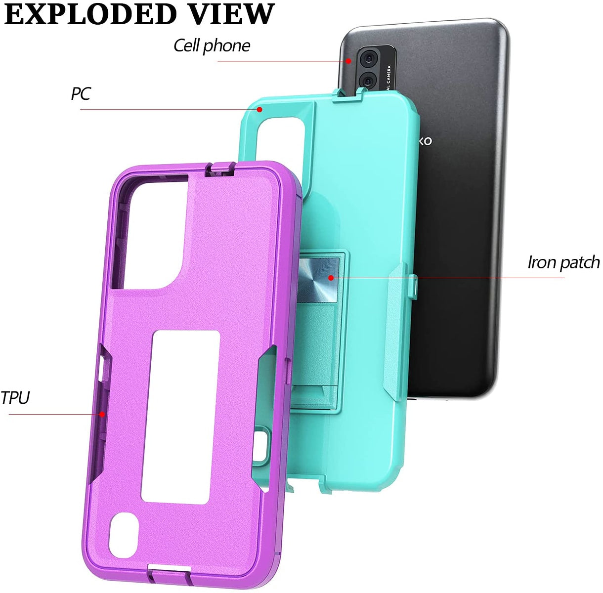 For Apple iPhone 14 (6.1") Military Grade Full-Body Rugged with Kickstand Hybrid Heavy Duty Support Car Mount Holder  Phone Case Cover