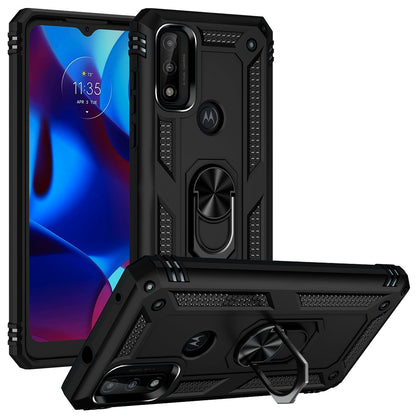 For Motorola Moto G Power 2022 Hybrid Durable 360 Degree Rotatable Ring Stand Holder Kickstand Fit Magnetic Car Mount  Phone Case Cover