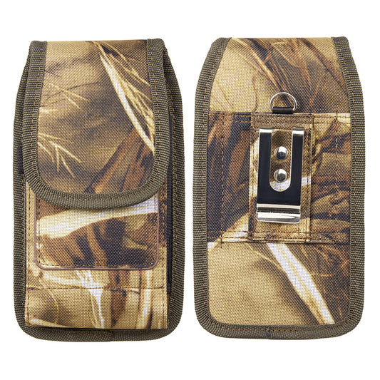 Universal Vertical Nylon Cell Phone Holster Case with Dual Credit Card Slots, Belt Clip Pouch and Belt Loop for Apple iPhone Samsung Galaxy LG Moto All Mobile phones Size 5.7" Universal Nylon [Camo Print]