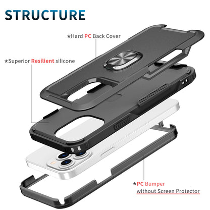 For iPhone 14 Pro (6.1") Heavy Duty 3in1 Magnetic Ring Kickstand Hybrid Shockproof Military-Grade Drop Protection  Phone Case Cover