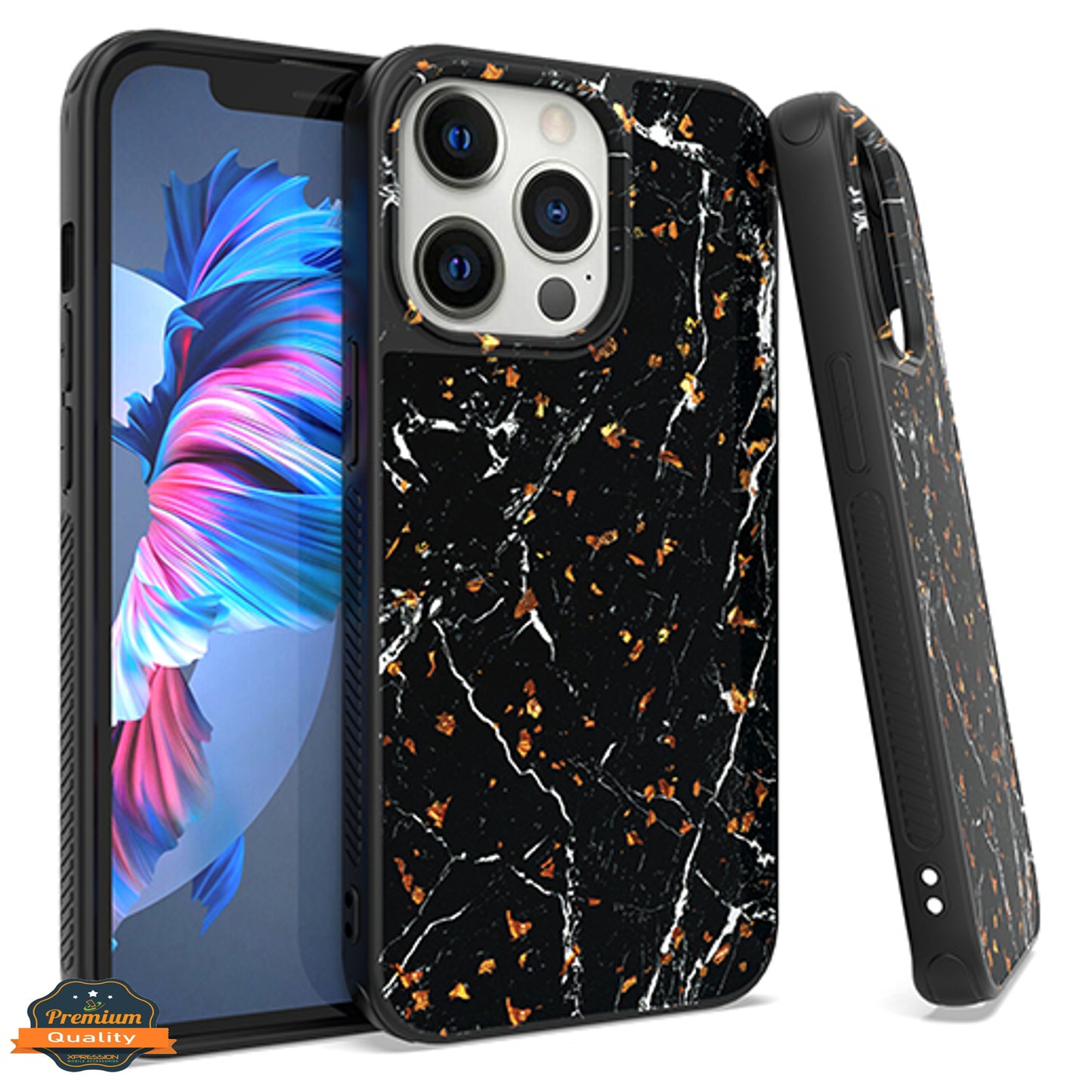 For Apple iPhone 13 /Pro Max Mini Marble Fashion Stone Stylish Flake Glitter Bling Hybrid Ultra Slim Glossy Soft TPU Rubber Hard PC Protection  Phone Case Cover