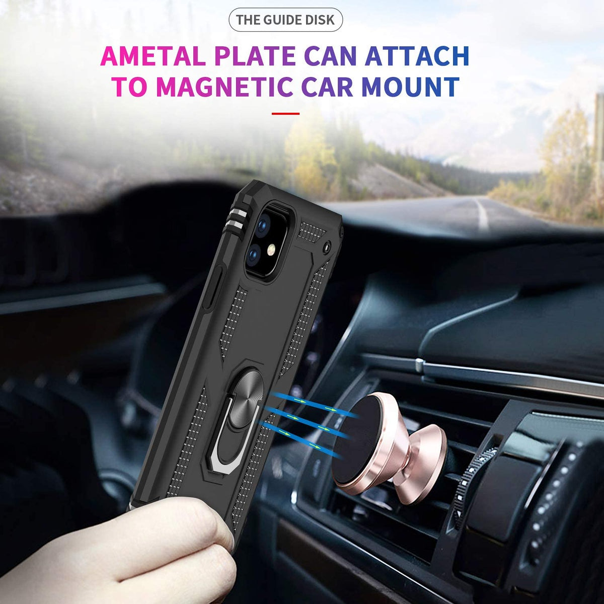 For Apple iPhone 8 Plus/7 Plus/6 6S Plus Hybrid Dual Layer PC + TPU with Ring Stand Metal Kickstand Heavy Duty Armor  Phone Case Cover