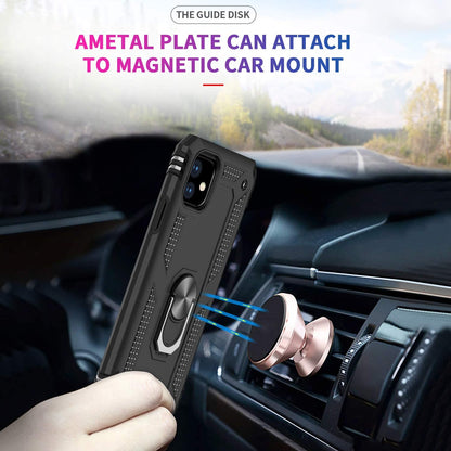 For Samsung Galaxy A03 Core Shockproof Hybrid Dual Layer PC + TPU with Ring Stand Metal Kickstand Heavy Duty Armor Shell  Phone Case Cover