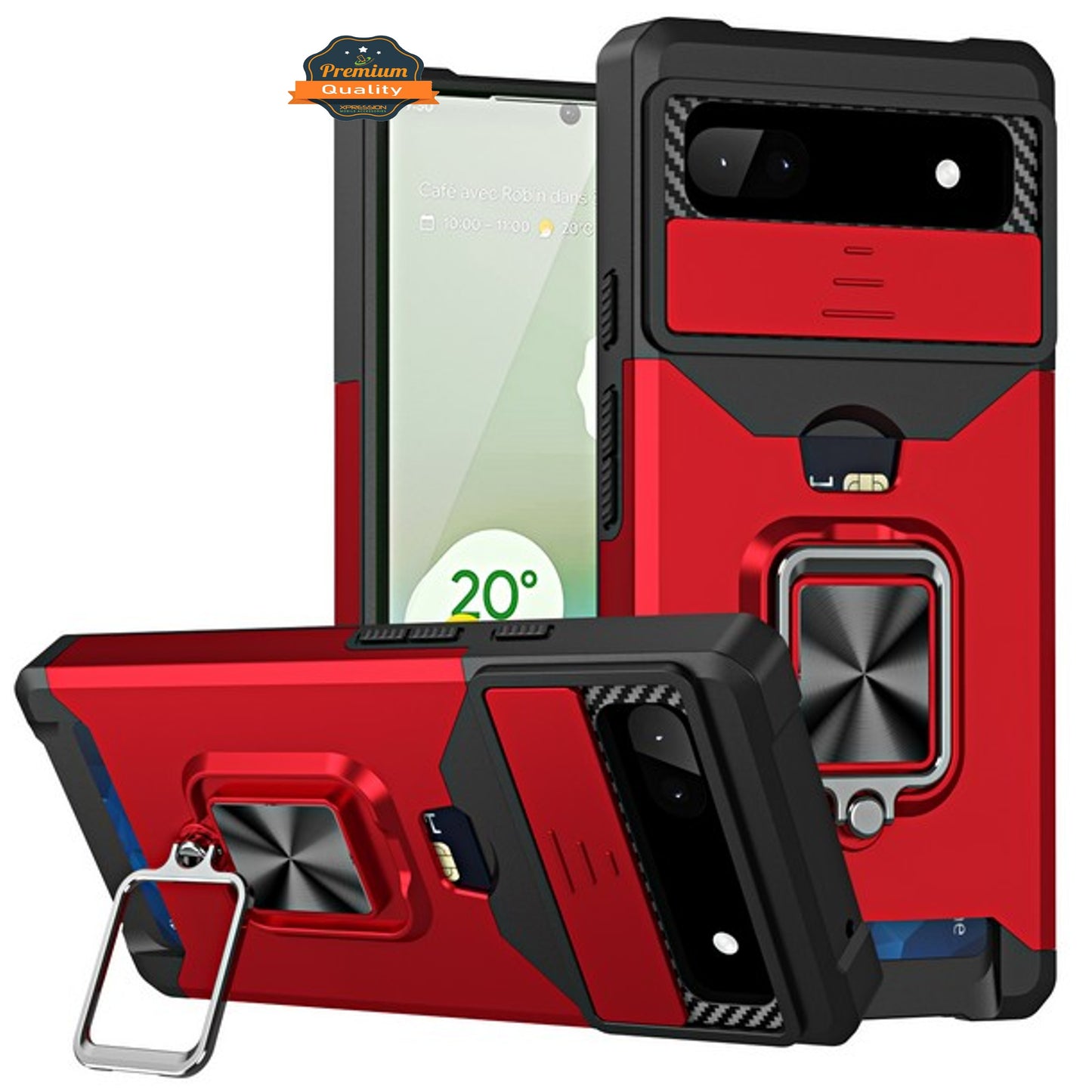 For Google Pixel 7 Pro Wallet Case Designed Slide Camera Protection, Card Slot & Ring Kickstand Magnetic Car Mount  Phone Case Cover