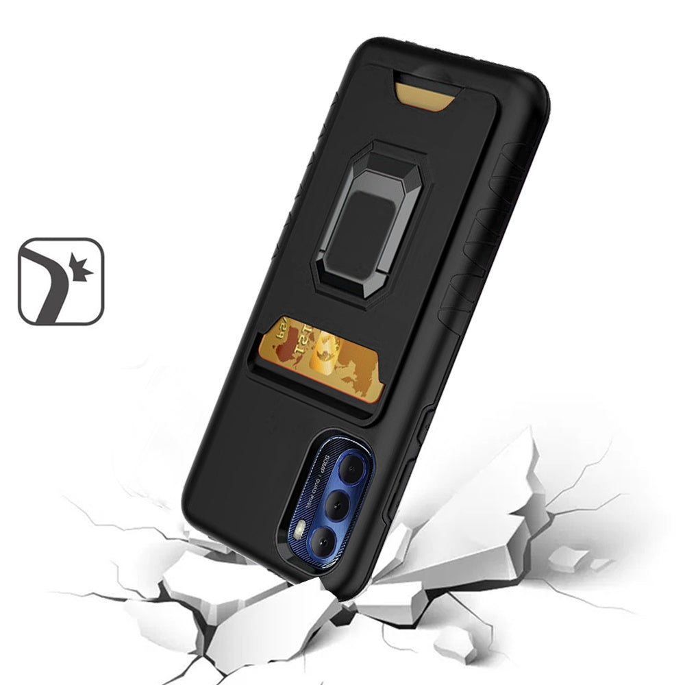 For Apple iPhone 14 Pro Max (6.7") Wallet Designed with Credit Card Holder & Magnetic Ring Stand Kickstand Hybrid Hard  Phone Case Cover