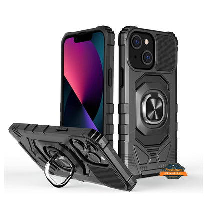 For AT&T Maestro 3 Armor Hybrid Stand Ring Hard TPU Rugged Full-Body [Military-Grade] Magnetic Car Ring Holder Black Phone Case Cover