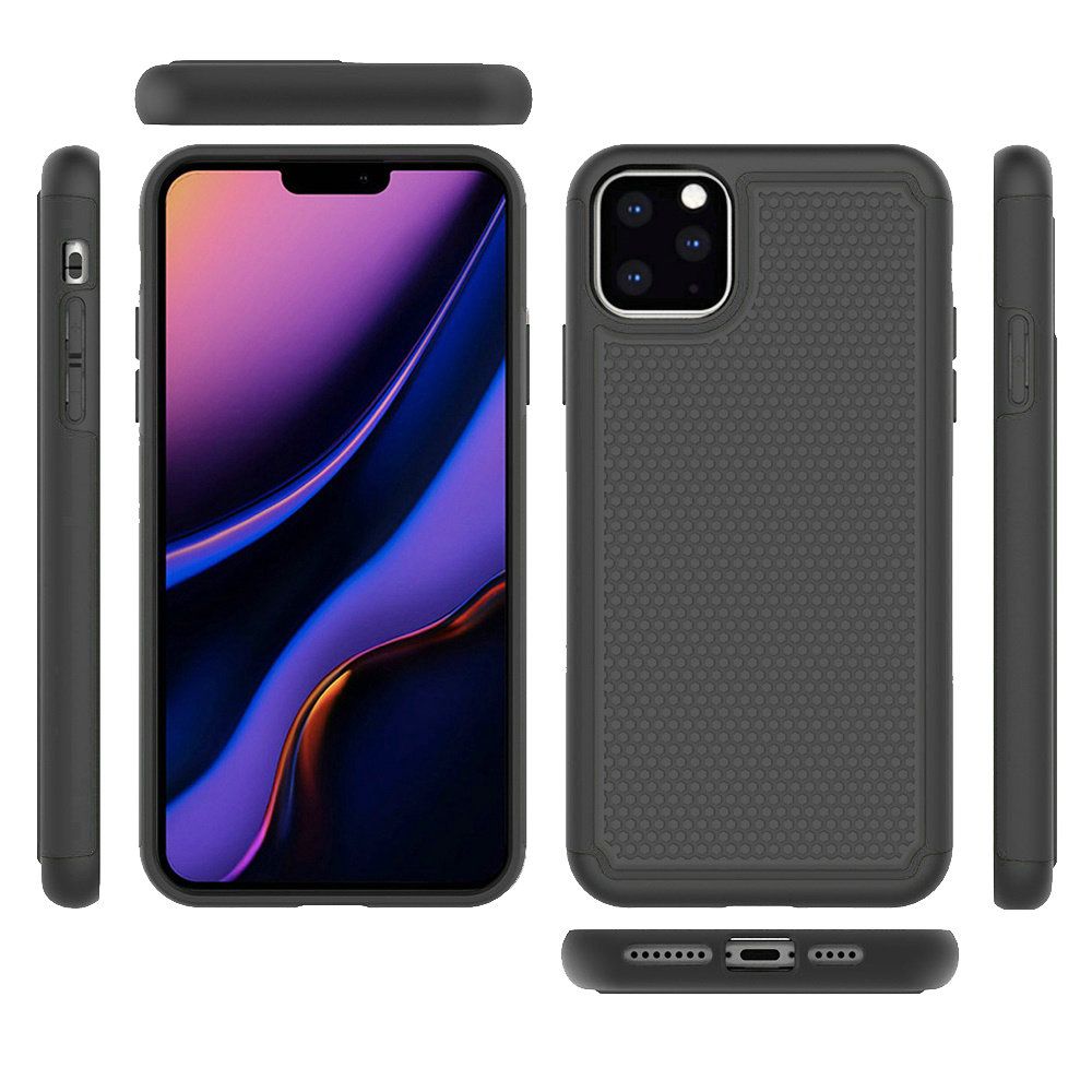 For Apple iPhone 13 Pro Max (6.7") Textured Hybrid Tuff Shockproof Rugged Hard PC & Soft Silicone TPU Anti-Slip Dual Layer Protective Bumper  Phone Case Cover
