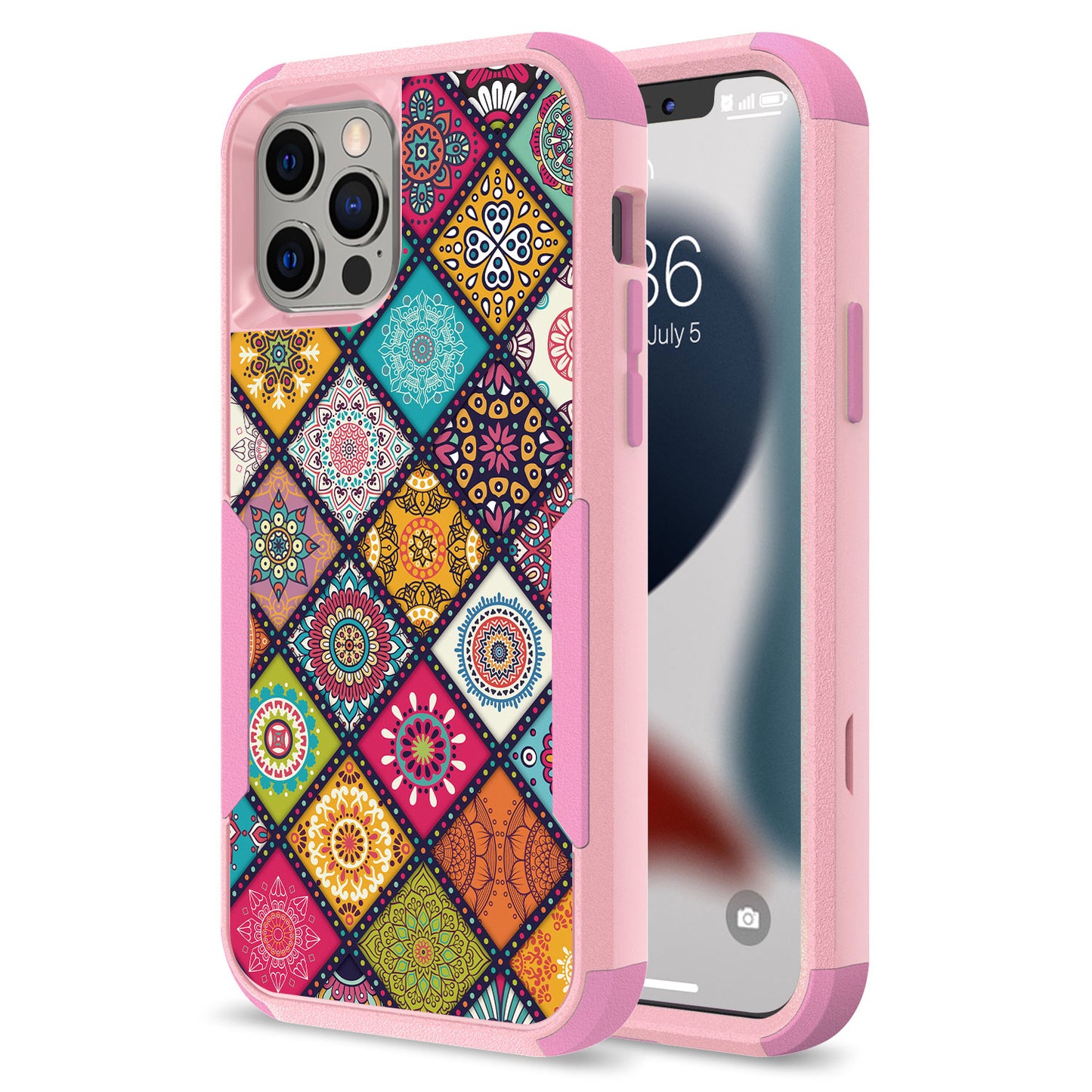 For Apple iPhone 13 Pro (6.1") Fashion Design Three Layer Heavy Duty Hybrid Sturdy 3in1 Shockproof Hard PC Back Protective  Phone Case Cover