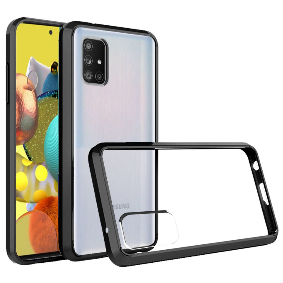 For Apple iPhone 14 Pro Max (6.7") Hybrid Slim Clear Transparent Shock-Absorption Bumper with TPU + Hard PC Back Frame Black Phone Case Cover