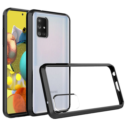 For iPhone 14 Pro (6.1") Hybrid Slim Crystal Clear Transparent Shock-Absorption Bumper with TPU + Hard PC Back Frame Black Phone Case Cover