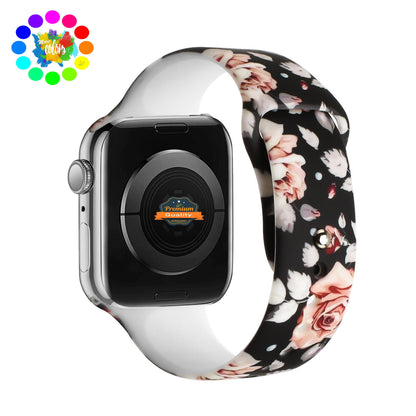 For Apple Watch Series 7/SE/6/5/4/3/2/1 Pattern Soft Silicone Design Wristband Watch Band