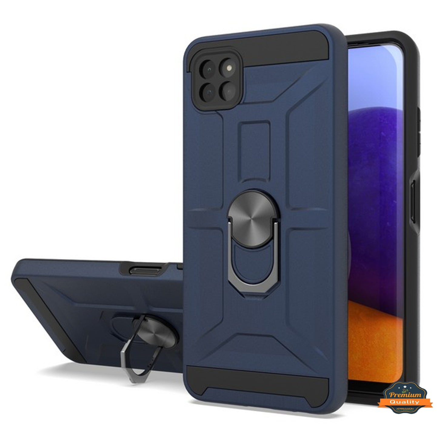 For Samsung Galaxy A03s (2022) Hybrid Ring Stand [360° Rotatable Ring Holder Magnetic Kickstand] Armor Shockproof Rubber TPU Hard  Phone Case Cover