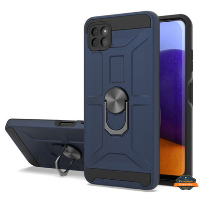 For Samsung Galaxy A03s (2022) Hybrid Ring Stand [360° Rotatable Ring Holder Magnetic Kickstand] Armor Shockproof Rubber TPU Hard  Phone Case Cover