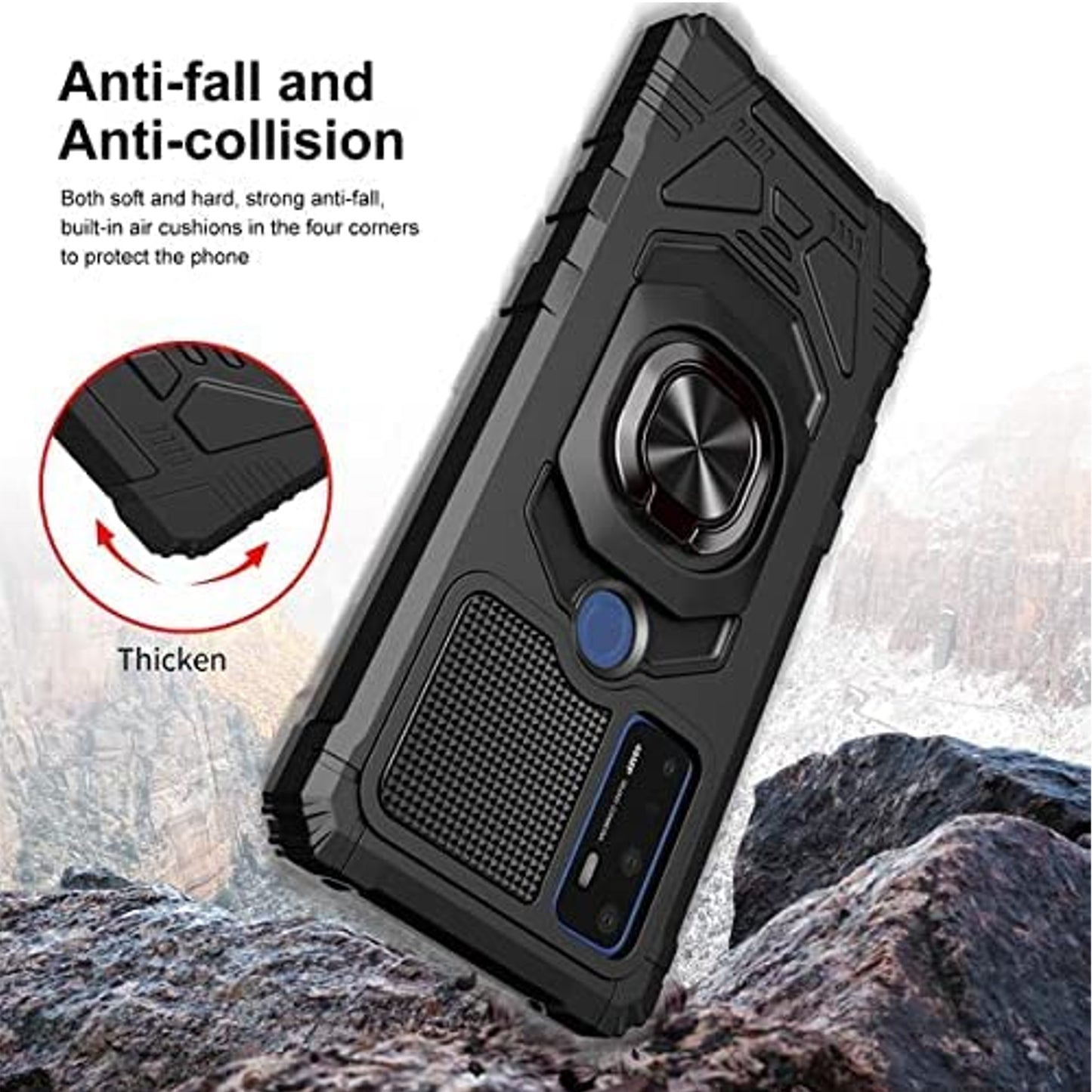 For BLU G91 MAX Hybrid Magnetic Car Mount Ring Kickstand Stand Holder Full-Body Armor Hard Protective [Military Grade]  Phone Case Cover