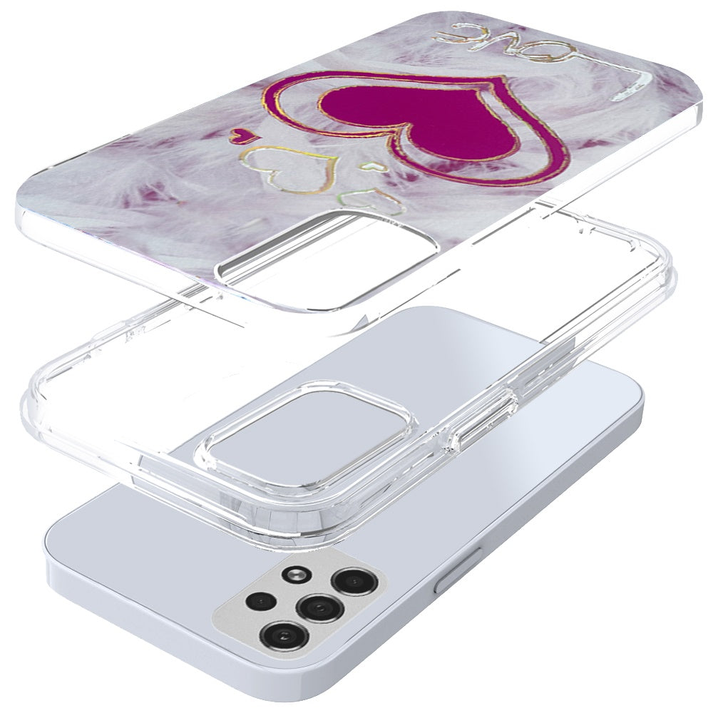 For Apple iPhone SE 3 (2022) SE/8/7 Stylish Gold Layer Printing Design Hybrid Rubber TPU Hard PC Shockproof Armor Love Phone Case Cover