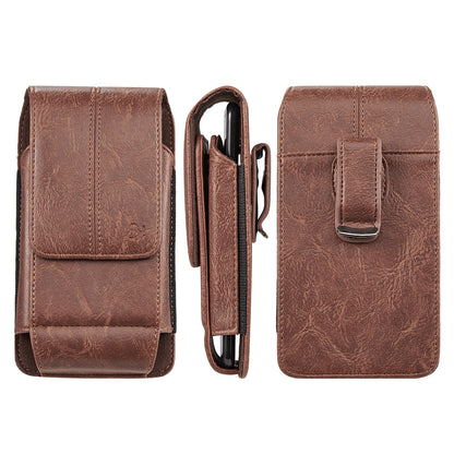 For Samsung Galaxy A23 5G Universal Vertical Leather Case Holster with 360° Rotation Belt Clip & 3 Credit Card Slots Phone Carrying Pouch [Brown]
