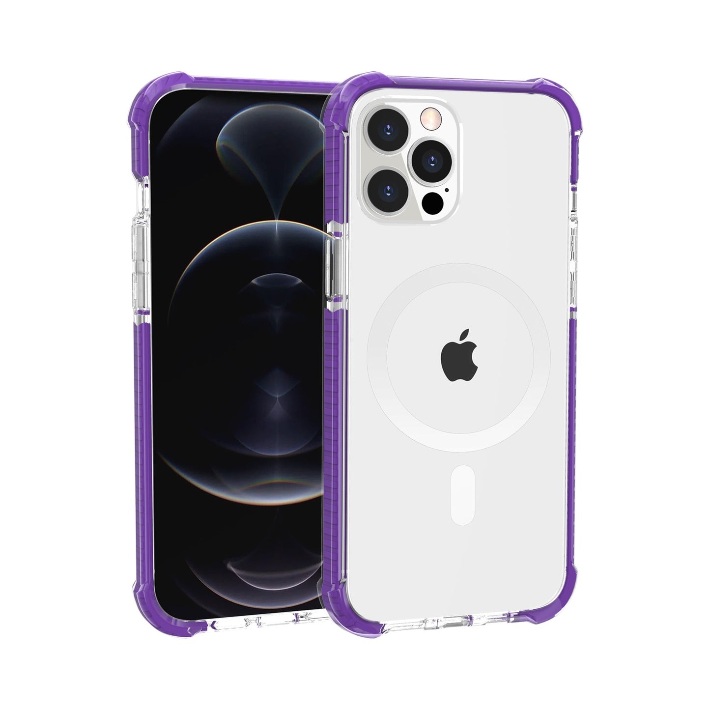 For Apple iPhone 14 Pro Max (6.7") Hybrid Acrylic Transparent Hard TPU Color Frame Bumper Compatible with MagSafe  Phone Case Cover