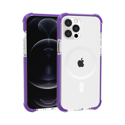 For Apple iPhone 14 Pro Max (6.7") Hybrid Acrylic Transparent Hard TPU Color Frame Bumper Compatible with MagSafe  Phone Case Cover