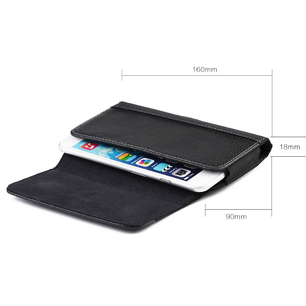 For Nokia C200 Universal Premium Horizontal Leather Case Pouch Holster with Magnetic Closure Belt Clip & Belt Loops Holster [Black]