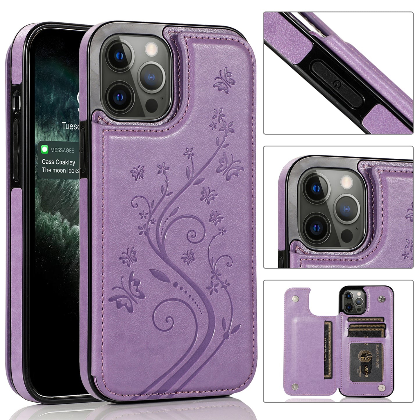 For Apple iPhone 14 Pro (6.1") Luxury Wallet PU Leather [Two Magnetic Clasp] [Card Slots] Stand Back Storage Flip  Phone Case Cover