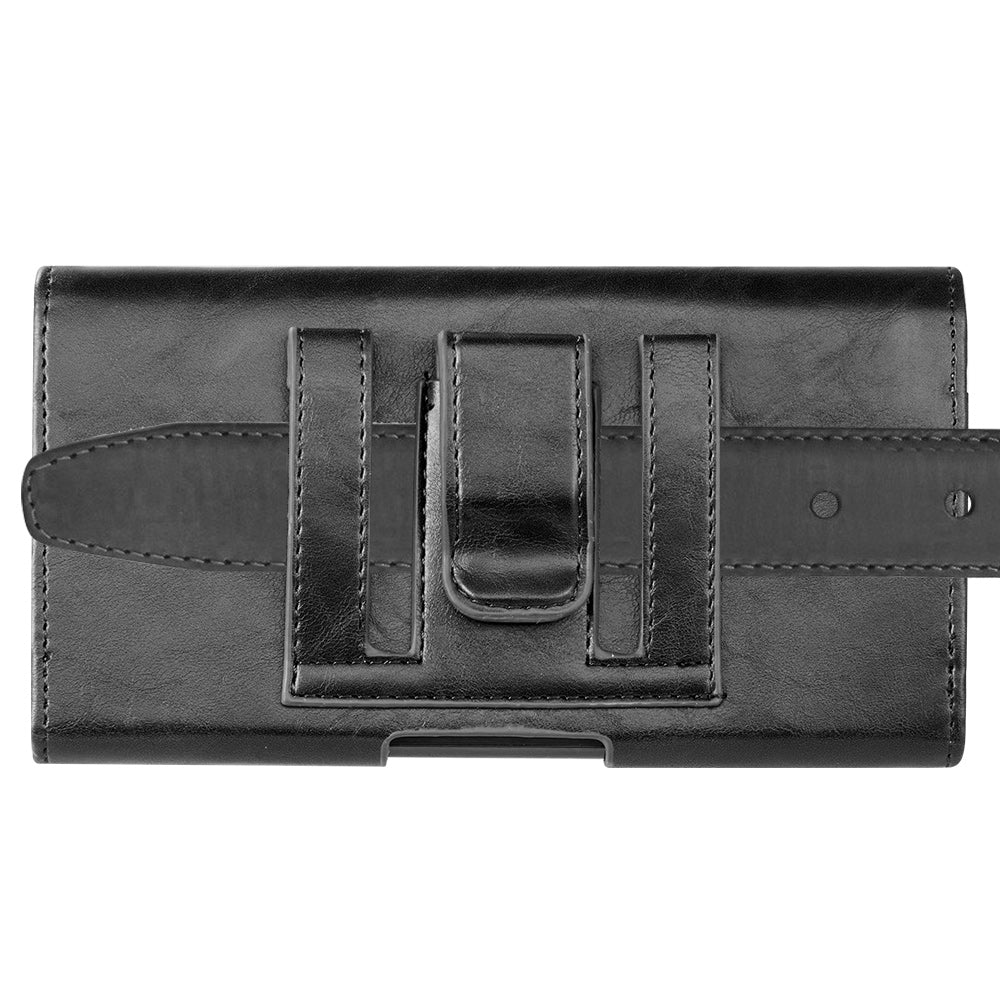 For Samsung Galaxy A23 5G Universal Horizontal Leather Phone Case with Embossed American Eagle Pouch Belt Clip Holster & Magnetic Pouch [Black]