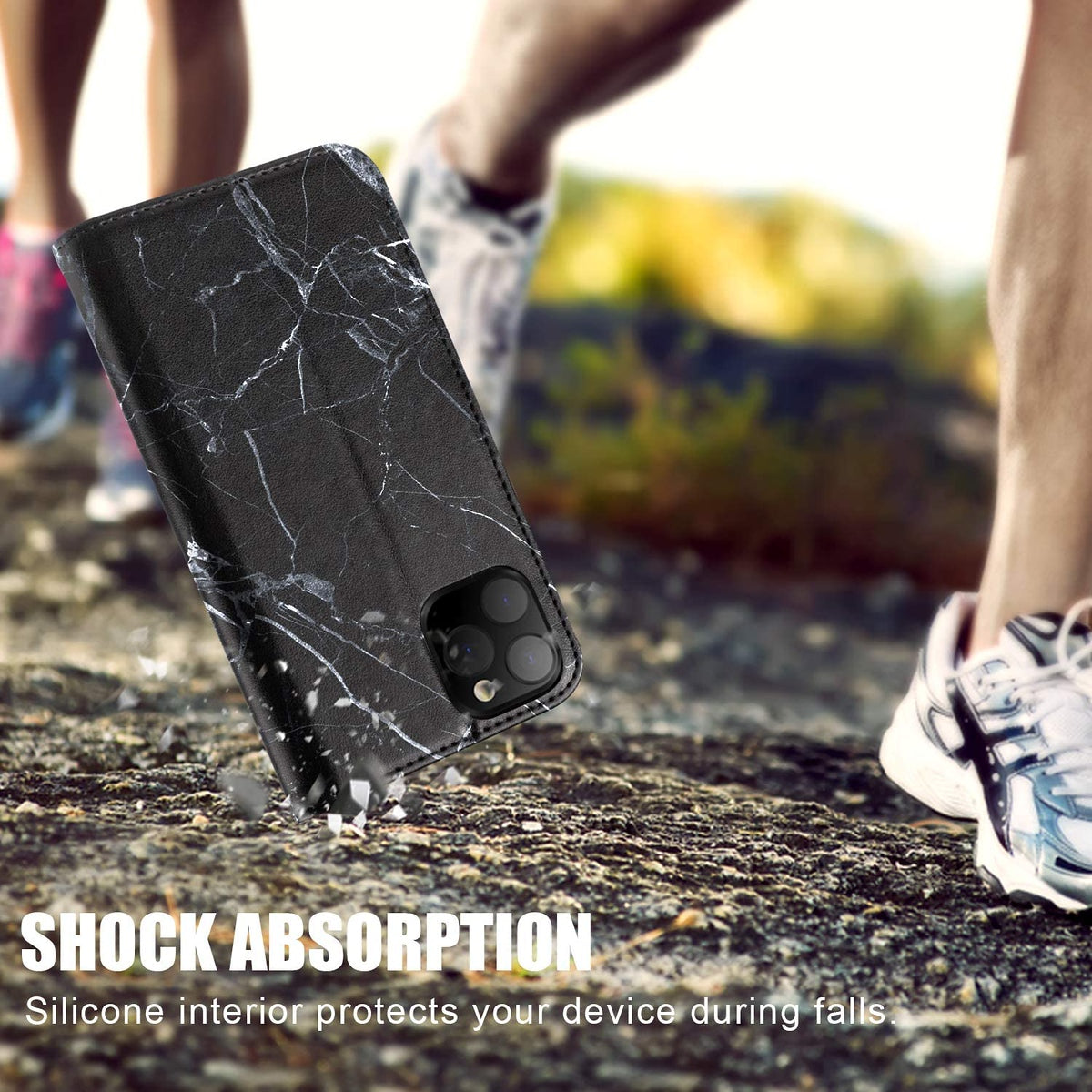 For Apple iPhone 13 /Pro Max Mini Wallet Case Marble Pattern Design PU Leather Wallet with Credit Cards Holder, Wrist Strap & Stand Feature Flip Pouch Protective  Phone Case Cover