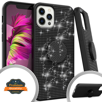 For Apple iPhone 14 Plus /Pro Max Luxury Glitter Sparkle Bling Rugged Hybrid Slim with Collapsible Stand Ring Holder Hard  Phone Case Cover
