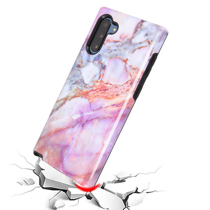 For Samsung Galaxy Note 10 (6.3) Slim Hybrid Dual Layer Shockproof Hard TPU Graphic Fashion Design Marbling Pink Marble Phone Case Cover