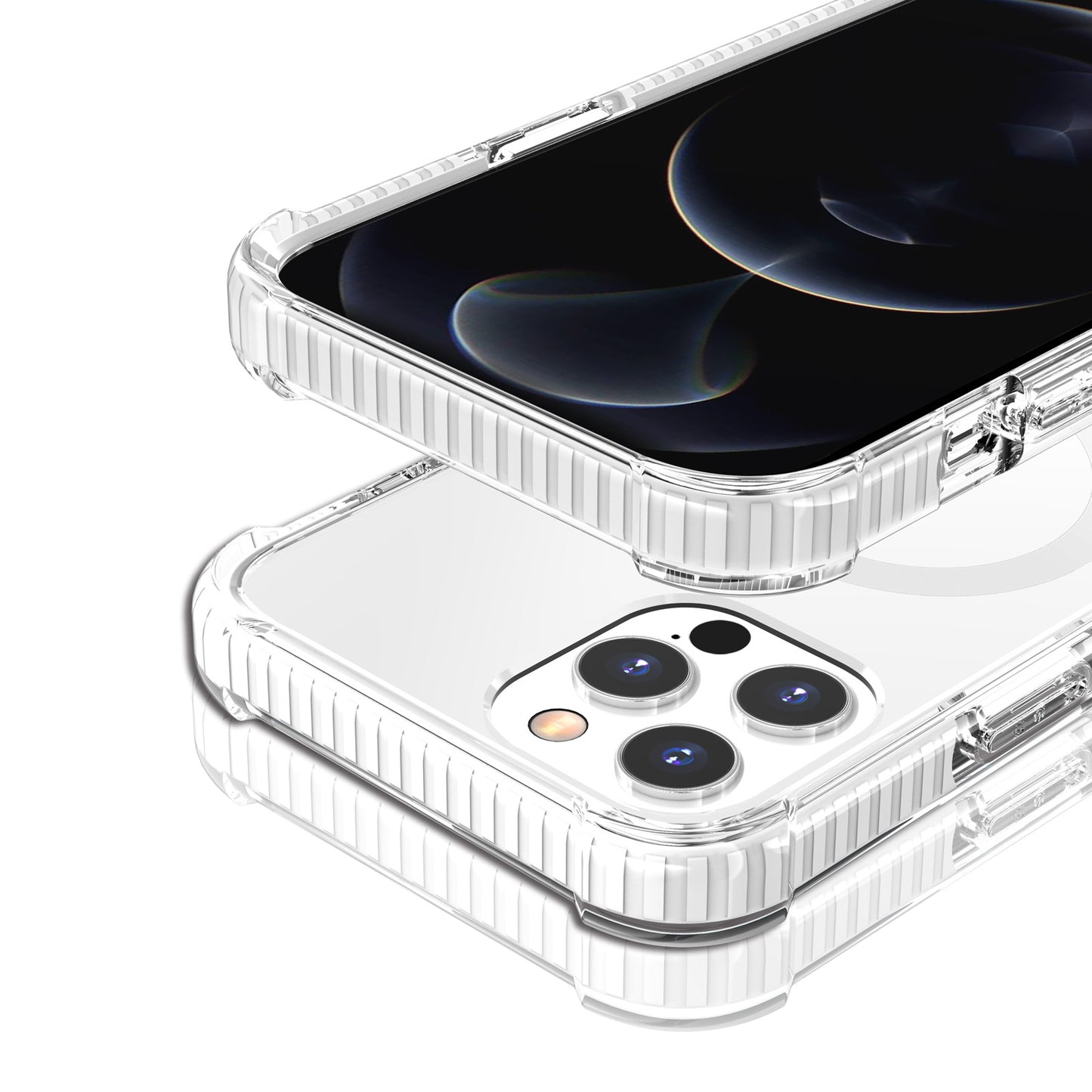 For Apple iPhone 14 Plus (6.7") Hybrid Acrylic Transparent Hard PC + TPU Color Frame Bumper Compatible with MagSafe  Phone Case Cover