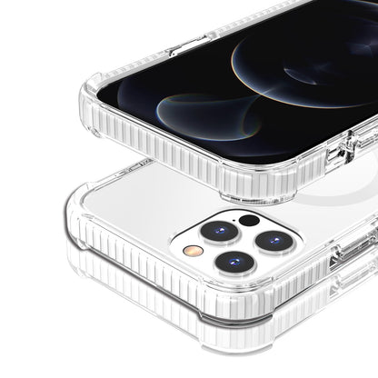 For Apple iPhone 14 Pro Max (6.7") Hybrid Acrylic Transparent Hard TPU Color Frame Bumper Compatible with MagSafe  Phone Case Cover