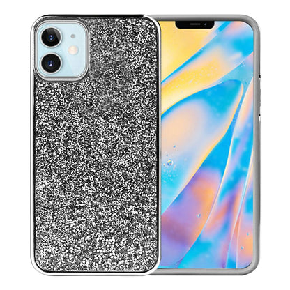 For Apple iPhone 13 Mini (5.4") Bling Rhinestone Diamond Shiny Glitter Hybrid Bumper Dual Layer Rugged Shell Hard PC TPU Rubber  Phone Case Cover