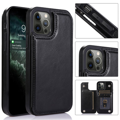 For Apple iPhone 14 Pro (6.1") Luxury Wallet PU Leather [Two Magnetic Clasp] [Card Slots] Stand Back Storage Flip  Phone Case Cover