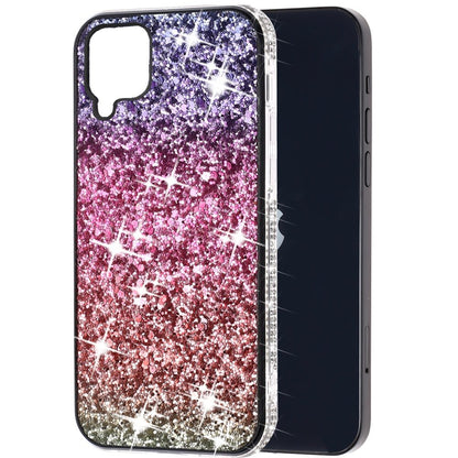 For Samsung Galaxy A42 5G Rhinestone Sparkling Rainbow Gradual Glitter Full Diamond Bling Protective Hybrid Rugged Slim TPU Bumper  Phone Case Cover