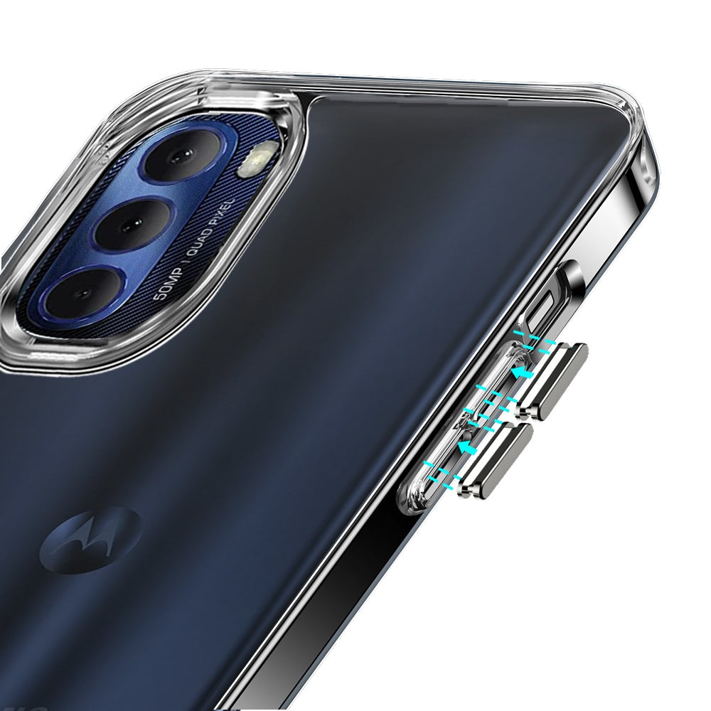 For Motorola Moto G Stylus 5G 2022 Hybrid HD Crystal Clear Hard PC Back Gummy 2.0mm TPU Frame Slim Chromed Buttons Transparent Phone Case Cover