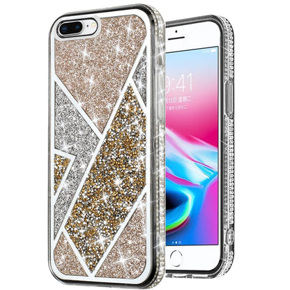 For Apple iPhone 8 Plus/7 Plus/6 6S Plus Glitter Bling Diamond Rhinestone Sparkly Fashion Shiny Fancy Hybrid Rugged  Phone Case Cover