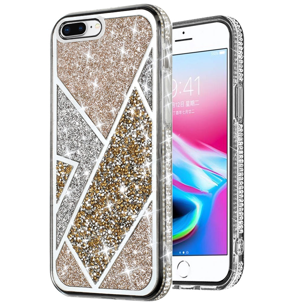 For Apple iPhone 8 Plus/7 Plus/6 6S Plus Glitter Bling Diamond Rhinestone Sparkly Fashion Shiny Fancy Hybrid Rugged  Phone Case Cover